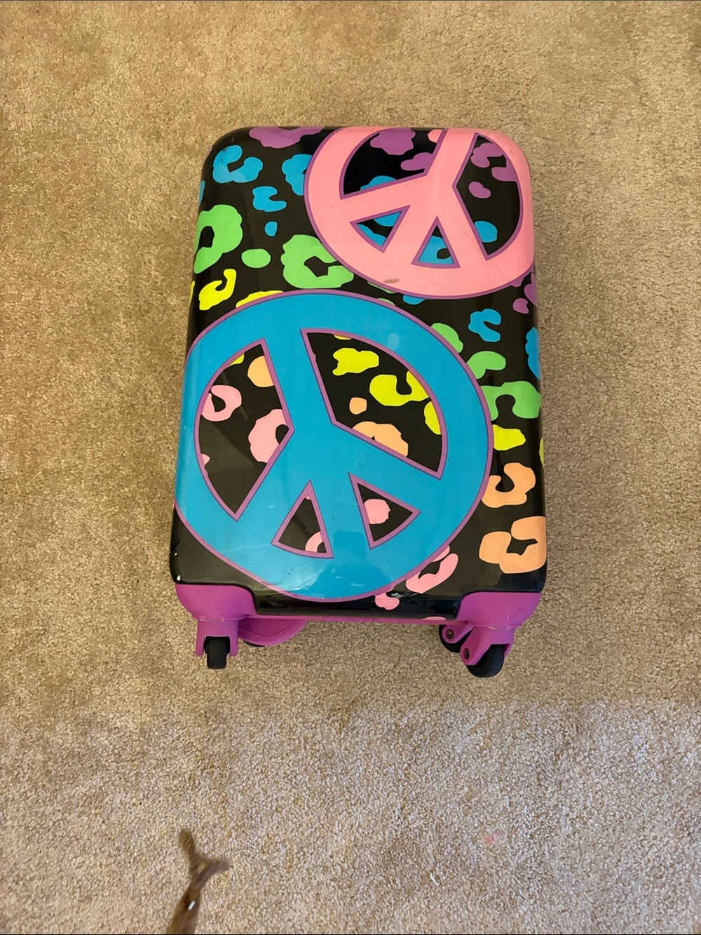 Kids Peace Sign Rolling Carry-On - Pink & Blue